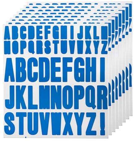 QUARKZMAN 440pz 8 Fogli Lettere Adesive Vinile Impermeabile Alfabeto Adesivo Autoadesivo Letteras per Adesivi Interni/Esterni Cassette Postali Porte Artigianali Decorazioni Natalizie Blu