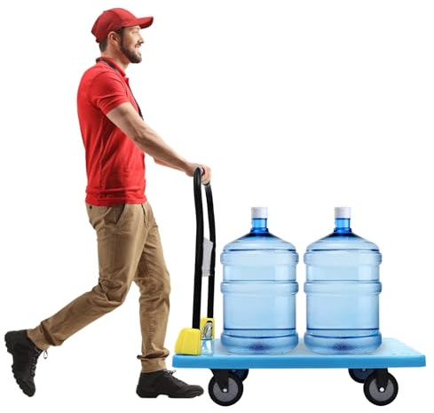 Plattformsvagn transporthjälp vikbar | plattformstrolley 400 kg lastkapacitet | med fyra 360 graders universalhjul | antikollisionstransport flyttflyttar, lager | 60 x 90 x 89 cm