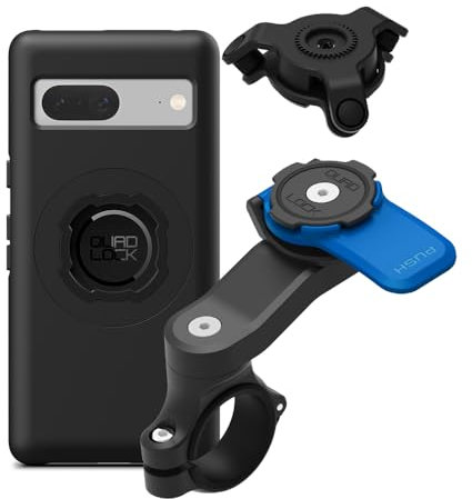 QUAD LOCK Soporte de Teléfono para Manillar de Moto con Amortiguador de Vibraciones y Funda mag para Pixel 7