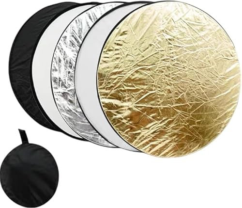 Yiarsky 5 in1 Reflector, Disk Reflector, 80cm Round Photo Reflector, Photo Diffuser, Foldable Reflector, Portable Photo Reflector for Portrait, Photo, Selfie, Wedding Photography (80cm/31.5in)