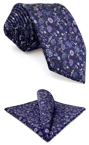 S&W SHLAX&WING Set de Corbata Ciruela Púrpura Floral para Hombre Elegante Fiesta Boda Tejido
