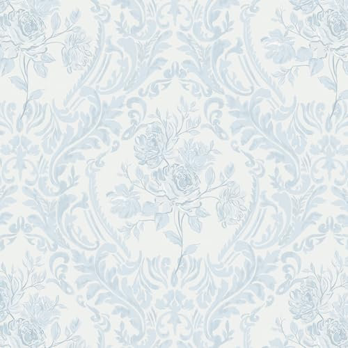 CiCiwind Papier peint autocollant - Motif fleurs bleues - 44 x 300 cm - Étanche - Film adhésif en vinyle - Amovible - Pour mur, armoires, meubles