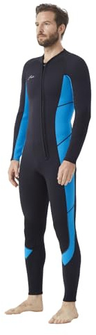 Hevto Wetsuits Men 3/2mm Neoprene Front Zip Full Wet Suit in Cold Water for Swimming Surfing Diving Snorkeling Paddle Boarding (M3-Blue, L)