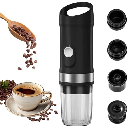 Jenmayt Cafetera Espresso Eléctrica Portátil,20 Bar,Cafetera de Coche Autocalentable,con 9600mAh,Compatible con Cápsula Nes/Dolce Gusto, Café Molido,para Camping,RV,Senderismo,Oficina
