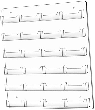 YsXoWiui Porte-cartes de Visite Mural En Acrylique Transparent Support pour Autocollants à Poches Multiples Pré-percées Rack D'Exposition Horizontal pour Cart, 24 Poches
