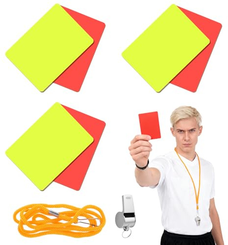 Alrhso 6 PCS Yellow and Red Cards Red Card Yellow Card Football Referee Cards with Whistle Soccer Referee-Card Set for Soccer, Sport Competition