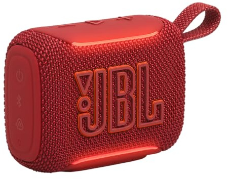 JBL GO 5 ultraportabel Bluetooth-högtalare med stort JBL Pro-ljud och Punchy Bass, AirTouch-parning, vattentät design och 10-timmars speltid, röd