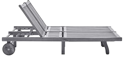 HGFDCBK Lettino da sole in legno di acacia con schienale regolabile, doppio lettino da sole con cuscino, grigio, per 2 persone, per giardino, terrazza o balcone, portata fino a 110 kg per seduta
