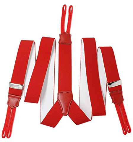 YEHMAN Bretelle Hercule Y a bottone Made in France da 120 cm per uomo e donna regolabile, rosso, 120 cm