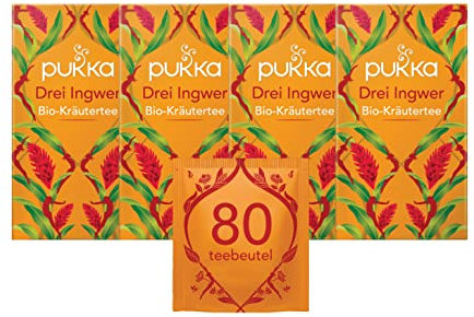 Pukka | Bio-Kräutertee „Drei Ingwer“ | Ingwer, Kurkuma und Galgant | 4 x 20 Teebeutel