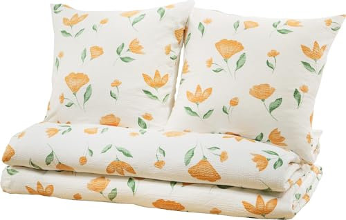 Erwin Müller Bettwäsche Sparpaket 4-TLG. Seersucker gelb-grün-weiß Größe 2X 135x200 cm + 2X 40x80 cm