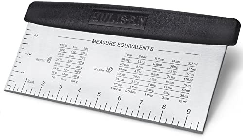 HULISEN Large Bench Scraper for Baking, 10 inch Dough Pastry Scraper with Measuring Scale, Stainless Steel Cake Scraper, Pizza Cutter, Food Chopper, Bread Separator Knife