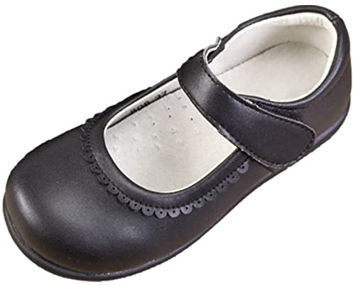 rismart Niña Mary Jane Plano Correa Colegio Uniforme Negro Vestir Zapato Negro,30