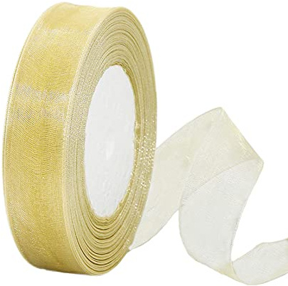 Ren aprikos organza chiffong 20 mm presentband, 45 m klar chiffong hårband för hantverk, kransbågar, bröllopsdekorationer