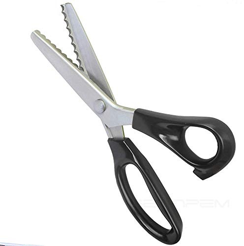 Serrated Scalloped Edge Pinking Shears, Stainless Steel Dressmaking Scissors, Zig-Zag Cut Scissors, Fabric Decorate Craft Shears with Comfort Grip Handle Sewing Supplies (Scalloped 10mm)