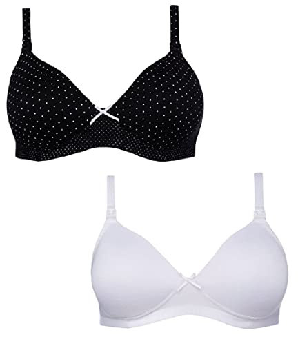 Ladies Famous Make Maternity Nursing T-Shirt Bra. Cup Size DD-G (as8, Cup_Band, f, 36, Black/White)