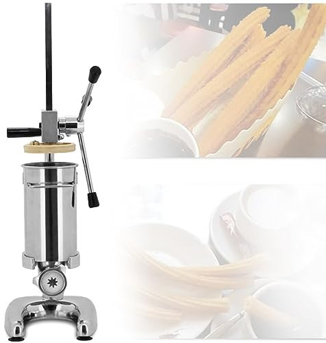 TAHALI Máquina para Hacer Churros Manual, máquina para Hacer Rellenos de Churros, máquina para Hacer Churros de rosquillas españolas Manual Comercial de 2 l, 5 Tipos de moldes