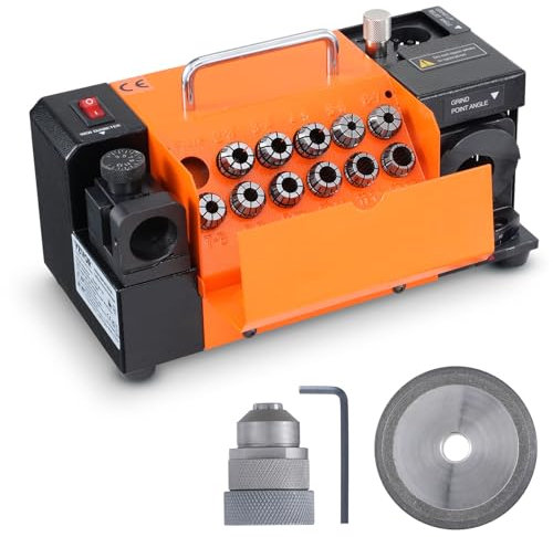 VEVOR Bohrerschleifer Schärfmaschine, 3-13 mm Bohrerspitzer Bohrerschleifmaschine MR-13A, 95° bis 135° Spitzenwinkel, Einstellbarer Bohrer-Nachschärfer mit 11 Spannzangen, CBN Rad für HSS