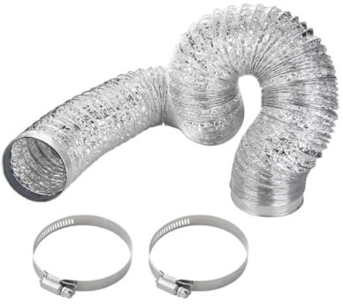 Tuyau d'Evacuation Flexible, Aluminium Gaine de Ventilation avec 2 Colliers de serrage Inox pour Extracteur d'Air, Sèche-linge, hotte, VMC (Diameter 50mm/Length 6m)