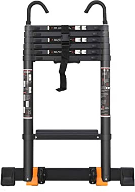 DLNTXFDG Aluminum Telescopic Extension Ladde Professional Adjustable Telescoping Ladders with Extra Wide Pedals Hooks Suitable for The attic roof top Company Stabilize