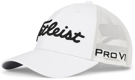 Titleist Gorra de Golf de Malla Tour Performance para Hombre, Color Blanco y Negro