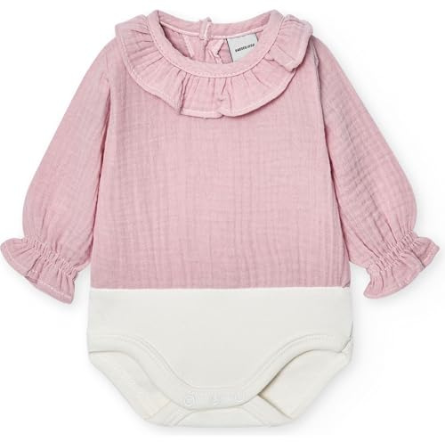 BABIDU Långärmad baby-body i 100% bomull, babybody för nyfödda av bambumatyg med volangkrage, mjuk, andningsaktiv och allergivänlig, för känslig hud, unisexkläder