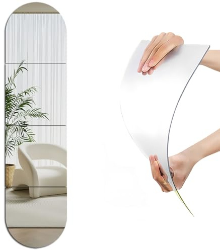 4 adesivi a specchio in acrilico a tutta lunghezza per pareti, 35 x 35 cm, piastrelle a specchio HD senza vetro, sicure e infrangibili, da attaccare a specchio, trucco, casa, allenamento, palestra
