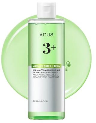 Anua Azelaic Acid 3 CICA Skin Clarifying Toner, Soothing & Clear Care, with Salicylic & Azelaic Acid, Sebum & Spot Care, Suitable for Sensitive Skin, Korean Skincare, 8.45 fl.oz