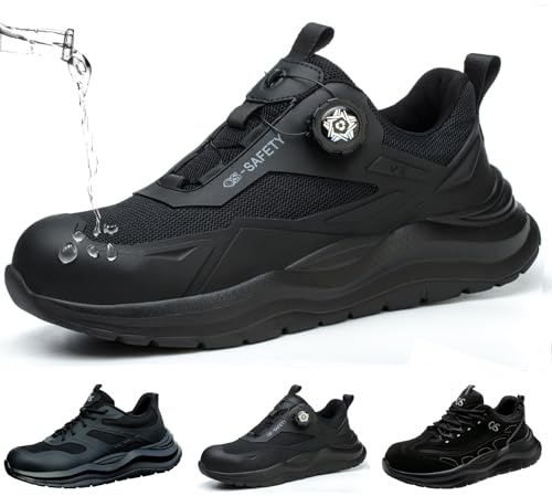 ZEPYFXIT Chaussures de Sécurité Hommes Femmes Chaussures de Travail Basket Sécurité avec Protection S1P Imperméables Légeres pour Hiver Noir Taille 40
