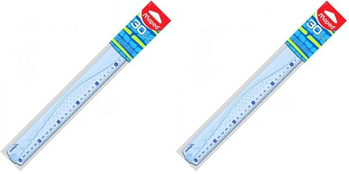 MAPED règle plate Geometric en plastique transparent 30 cm (Lot de 2)