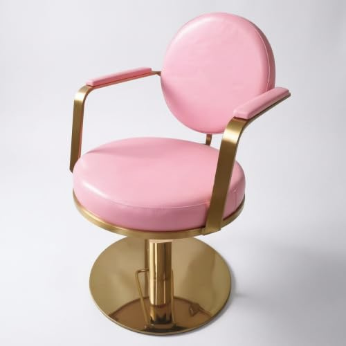 FashionCha Salon Chair for Hair Stylist, Hair Salon Chair, Styling Chair with Armrests, Pink and Gold