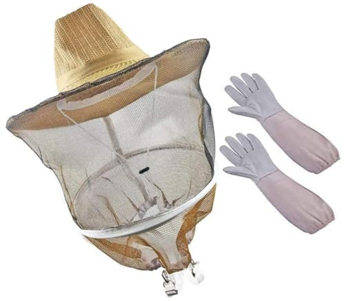 Juego de Sombrero de Red y Guantes para Apicultor 1 Set