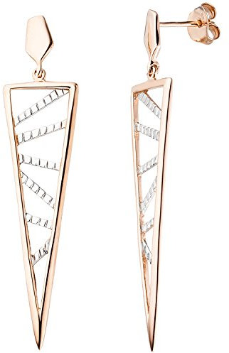 Jobo Damen-Ohrringe lang hängend Dreieck aus 925 Sterling Silber rosegold vergoldet