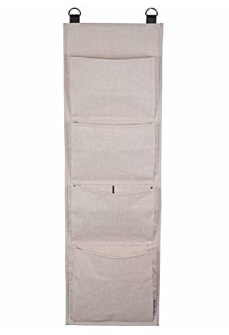 BIGSO Hängeregal für die Tür oder Wand – Tür Organizer mit 4 Fächern für Schuhe, Accessoires usw. – Schuhaufbewahrung aus Polyester und Karton in moderner Leinenoptik