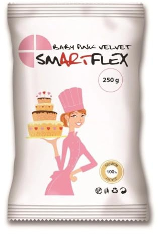 SmartFlex Sugar Paste Fondant, Pasta de Azúcar, Baby Pink Velvet, 250 g | Fondant para Extender para Cubrir Tartas, Modelar y Decorar, Extra Elástico y Resistente a Desgarros