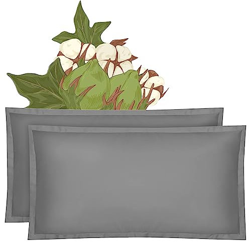 Amqua Mako Satin Kissenbezug 2er Set 40x80cm, 100% Bio Baumwolle (Zertifiziert), grau
