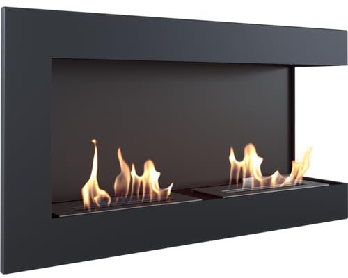 KRATKI Biokamin Delta | Eckkamin | 900 x 280 mm | Wandkamin ohne Verglasung | Ideal für offene und Moderne Innenräume | TÜV - Rheinland geprüft | Offen nach rechts