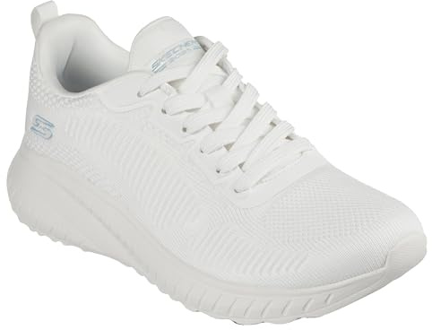 Skechers Women's Bobs Squad Chaos Face Off Sneaker, Off White Engineered Knit, 5 UK