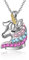 AOBOCO Sterling Silber Einhorn Anhänger Kette mit Kristallen, Einhorn Schmuck Geburtstag Geschenke für Mädchen Frauen Tochter (Mehrfarbig 1)