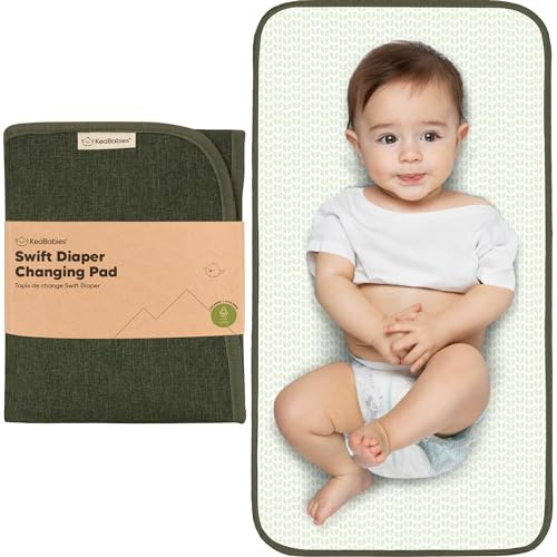 KeaBabies Portable Diaper Changing Pad, Easy Wipe Clean, 25x13 (Dark Olive)