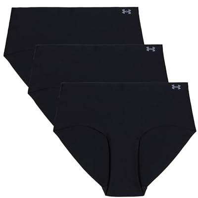 Under Armour Women's 3-Pack Pure Stretch No Show Hipster Underwear – Seamless Invisible Fit, No VPL, Ultra-Soft, All-Day Comfort - Black