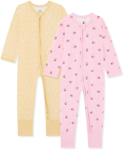 Bramble & Bear Lot de 2 Combinaisons de Nuit garçon et Fille - Coton Biologique, vêtements de Nuit Super Doux pour bébé - Vêtement zippé avec accès Facile