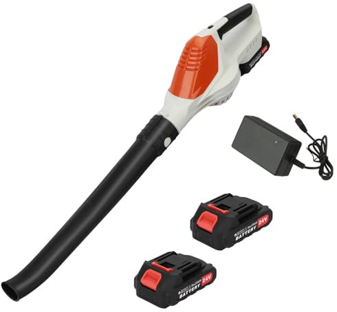 Akku-Universalbläser 24 V,Akku-Laubbläser mit Akkus sund Ladegerät,AkkuGebläseAkku,240 km/h Luftgeschwindigkeit,leicht u. leistungsstark,AkkuSchneefräse,elektrischer Laubbläser zum Blasen Weiß