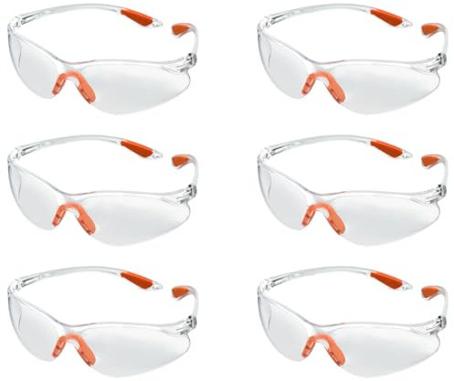 TMBMLPP Clear Safety Glasses, 6 pcs Eye Protection Glasses, Work Glasses Safety, Lab Goggles, Protective Glasses, Eye Protection, Safety Glasses,for Work, Construction, Laboratory,Anti Dust,Chemistry