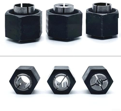 Oberfräsen-Zubehör, Spannzange und Muttern-Set für Bosch, kompatibel mit Modellen wie DW6214 und DW616 Serie (6,35 mm)