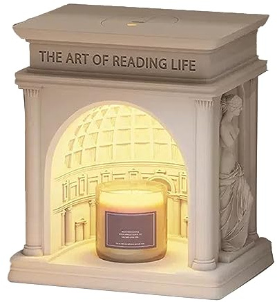 Akozon Lámpara Calentadora de Velas, Diseño de Edificio de Palacio Decorativo Regulable, Luz de Fusión de Velas Aromáticas para Dormitorio, Lámpara de Fusión de Velas con Enchufe CN,