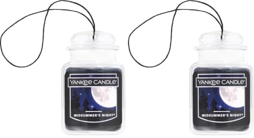 Yankee Candle Car Jar Ultimate Scented Air Freshener | Midsummer’s Night | Lasts up to 4 Weeks (Pack of 2)