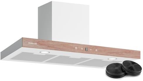 Klarstein ZenFusion T Hotte Aspirante - 90 cm Hotte murale, Débit 885 m³/h, Tactile, CEE A++, LED 4000 K, Silencieuse 47 dB, Blanc, Air Évacué & Recyclé