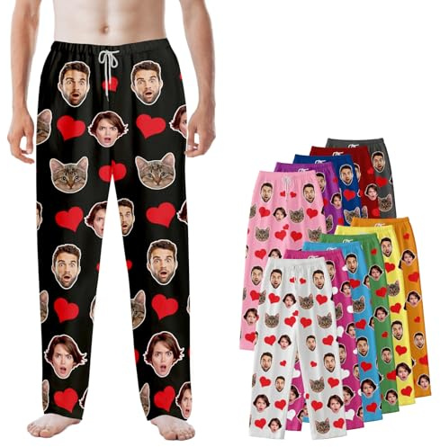 Bemaystar Pantalon de Pyjama Personnalisé avec Photo – Cadeau Original pour Homme, Femme, Papa, Maman