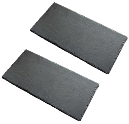 DECOMELODY 2 Piezas Platos de Pizarra Aislantes para Sushi y Postres Antideslizantes de Unidades Negras Bandejas Reutilizables para Servir Alimentos